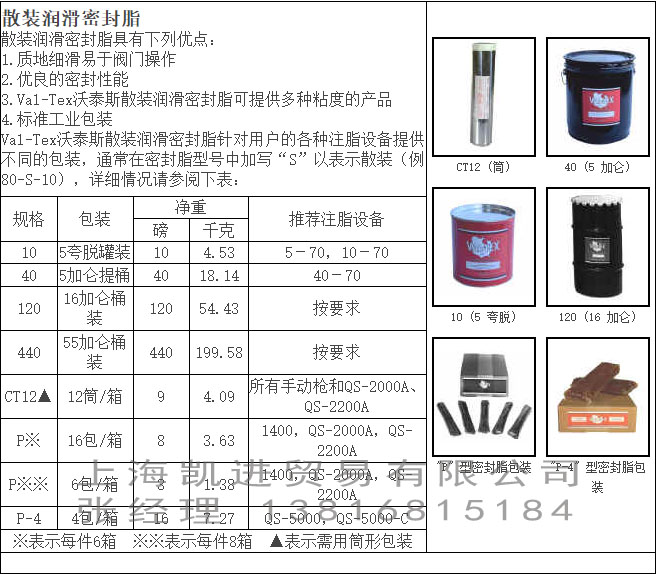 沃泰斯VAL-TEX 潤滑密封脂_上海帝志貿易有限公司